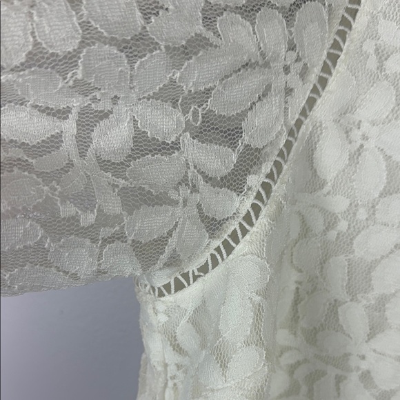 Laundry By Shelli Segal White Lace Puff Sleeve Blouse Size Large - Picture 4 of 9